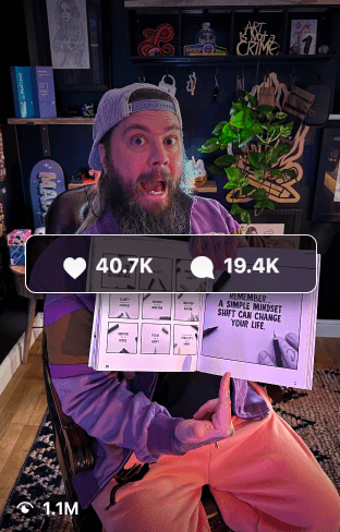 Client content result 12, showing views, likes, and comments