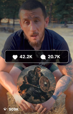 Client content result 6, showing views, likes, and comments
