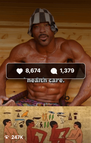 Client content result 11, showing views, likes, and comments