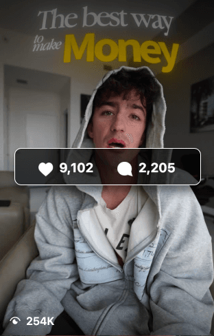 Client content result 5, showing views, likes, and comments