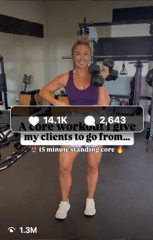 Client content result 2, showing views, likes, and comments